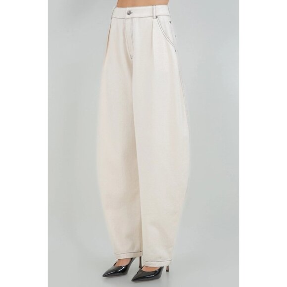 2pc set Cream High-Waisted Balloon Trousers + Matching Military Jacket XS-L - Picture 2 of 4